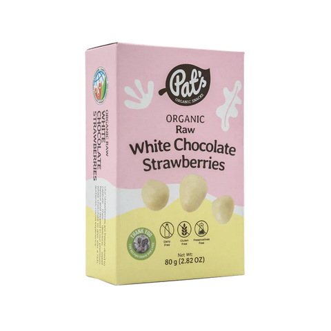 Organic Raw White Chocolate Strawberries - 80g