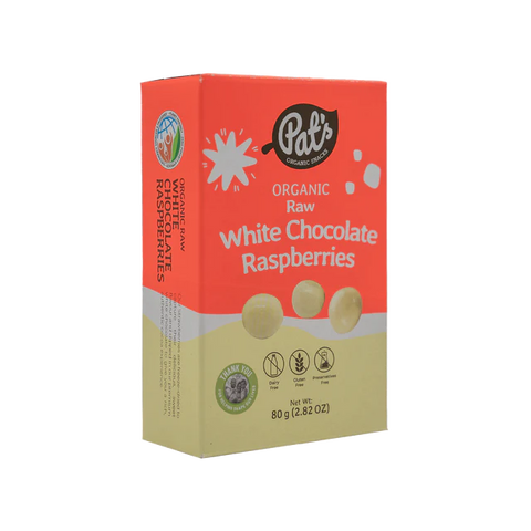 Organic Raw White Chocolate Raspberries - 80g