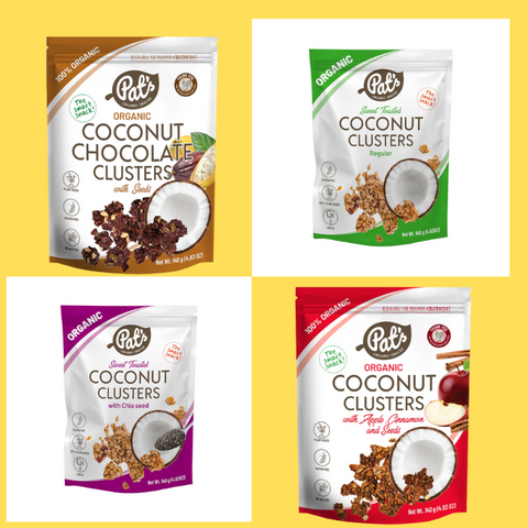 Pats organic allergen free coconut clusters 140g ( 4 Paks)