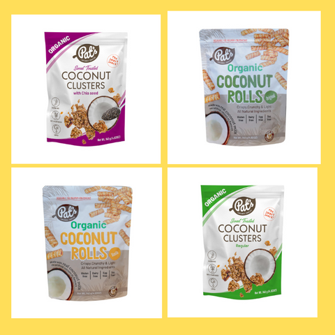 Organic, Allergen free coconut snacks  Collection  140g ( 4 packs)