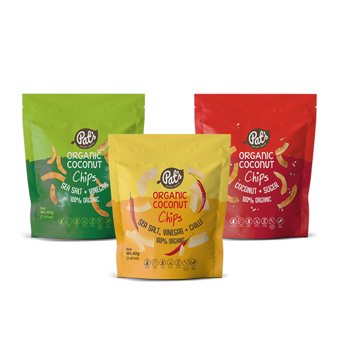Organic coconut chips collection 40g ( 3 Packs)