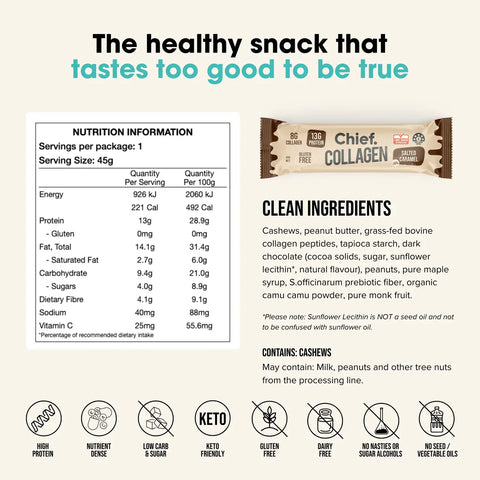 Collagen Protein Bar | Choc Salted Caramel