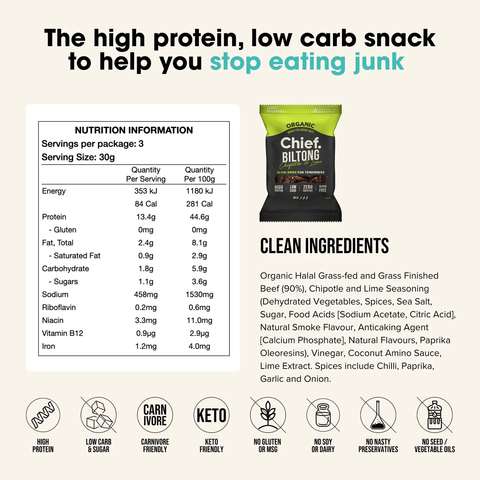 Organic Biltong | Chipotle & Lime