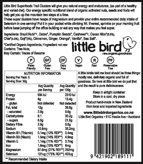 Superfoods Trail Clusters | Goji Chia Cacao